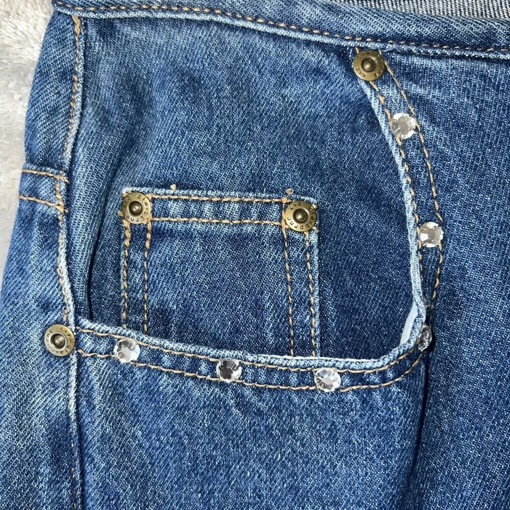 Liz Claiborne Lizwear Vintage 90s Womens 4 Denim Mom Jeans Rhinestones High Rise - Picture 10 of 15